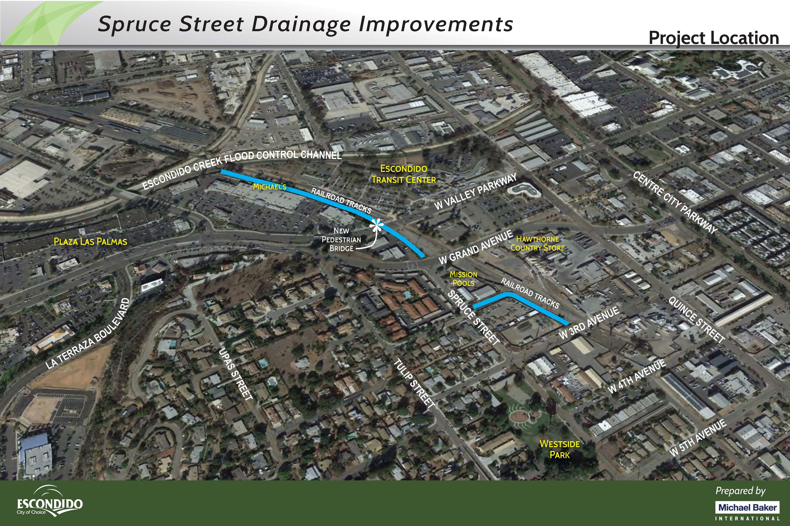 Spruce Street Map of Drainage Improvements